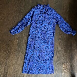 RODIER Paris Silk Royal Blue‎ Long Sleeve Dress